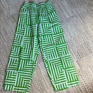 Green Geometric Stripe Pants